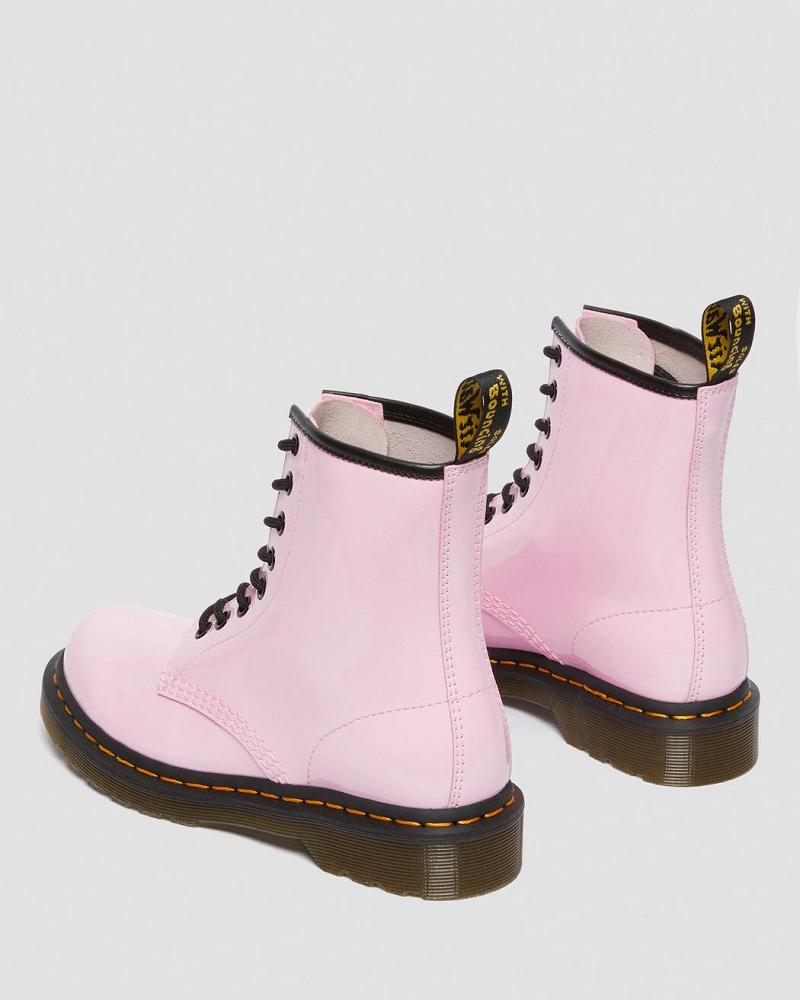 Dr Martens 1460 Lak Læder Snørestøvler Dame Lyserød | DK 194QMA